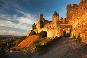 Medieval walled city of carcassonne, aude department, france